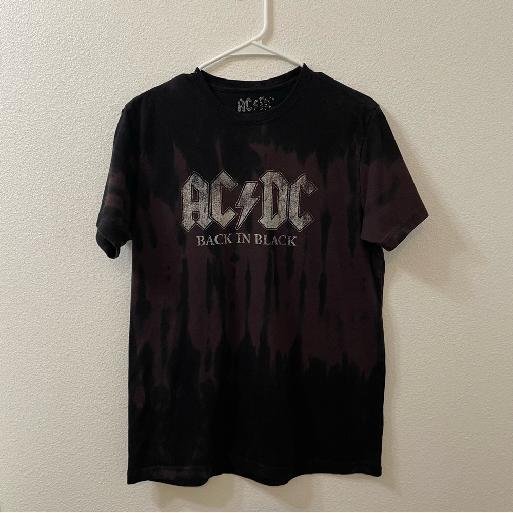 AC/DC back in black tie dye shirt black meidum